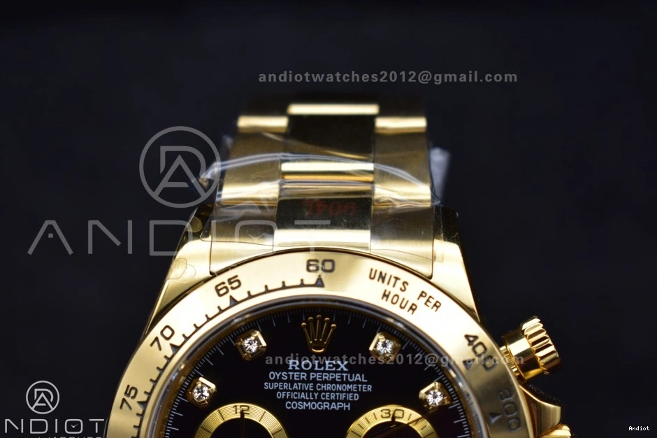 1:1 Bracelet QF Dial Edition 116508 Black Best Daytona on Diamonds YG V2 SH4130 1122